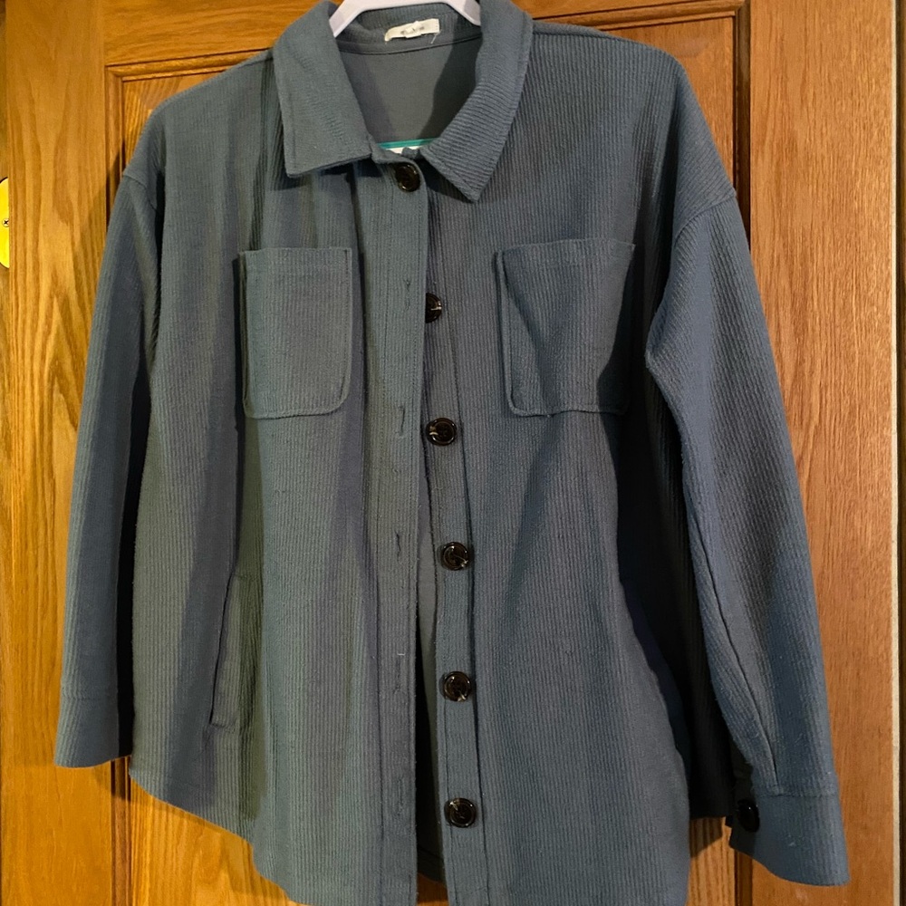 Maurices Slate-Gray Ribbed Button Jacket
